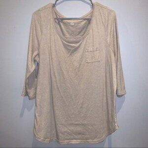 Lane Bryant tan, metallic look, woman’s tee, 14/16